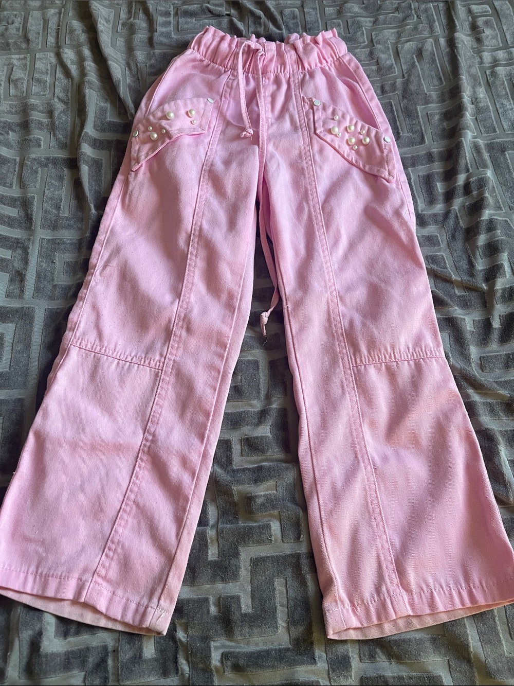 Pink Girls' Pearl-Accent Cargo Pants